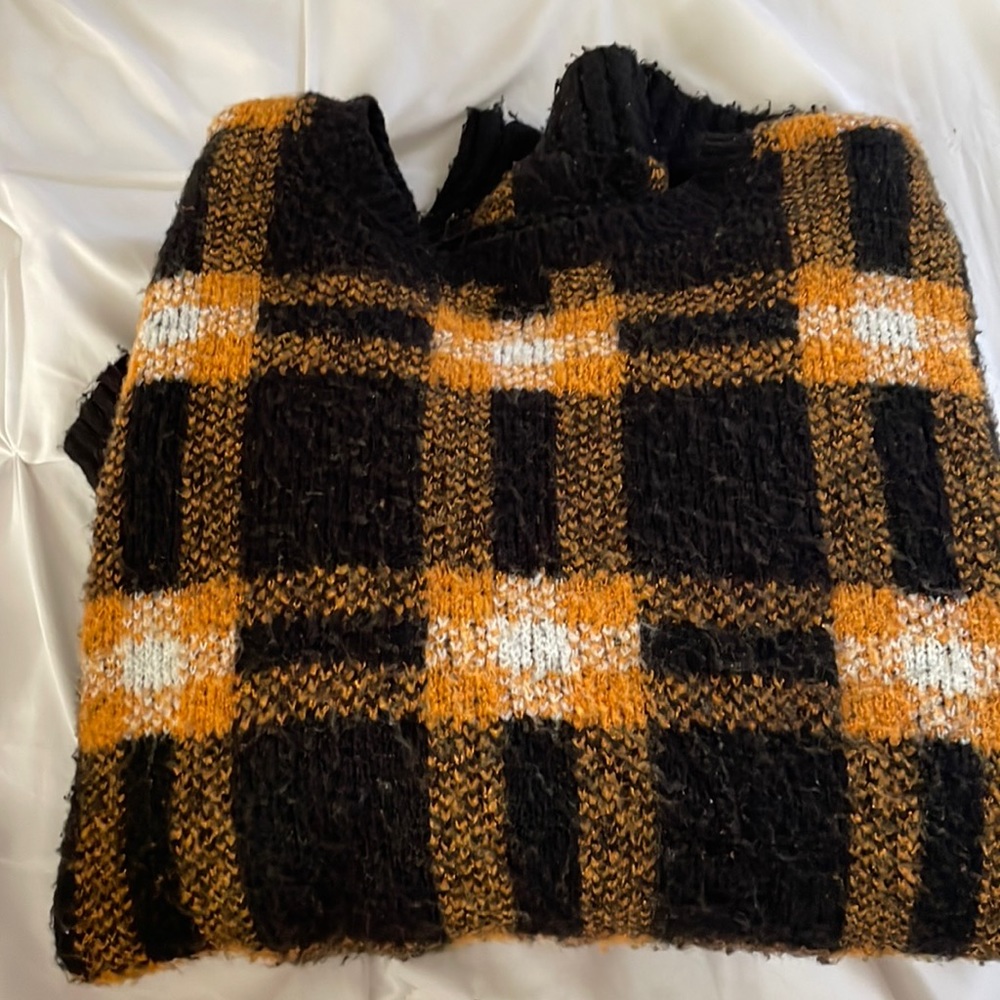 Knit plaid sweater